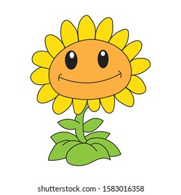 Sunflower Cartoon Character Illustration Kids Stock Vector (Royalty ...