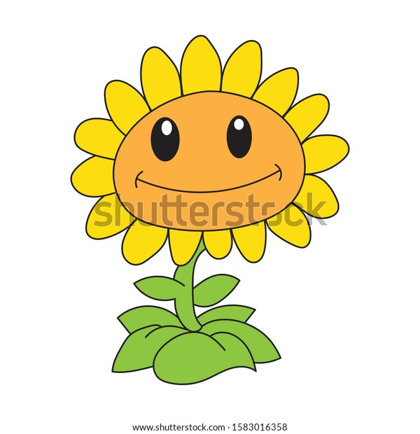 Sunflower Cartoon Character Illustration Kids Stock Vector (Royalty ...