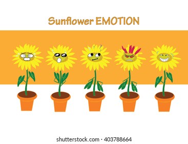 sunflower cartoon emotion vector