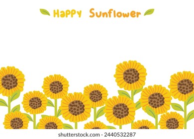 Sunflower cartoon hand drawn on white background.Spring time.Floral.Blooming.Nature.Image for card,poster,decoration.Kawaii.Vector.Illustration.