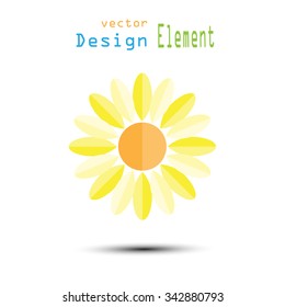 Sunflower cartoon vector illustration on white background