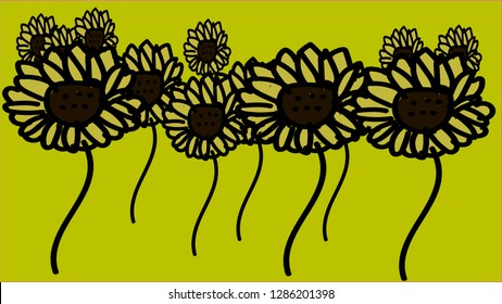 Sunflower Catoon Painting