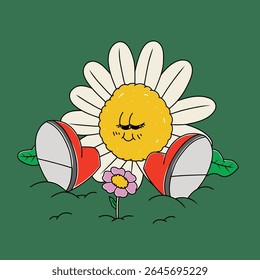 sunflower character illustration color vector