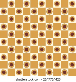Sunflower Check Seamless Pattern Design