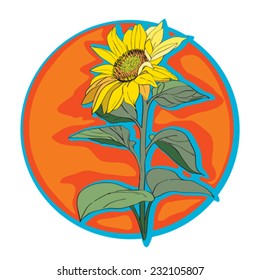 Sunflower clip art, hand drawn cartoon illustration isolated on white