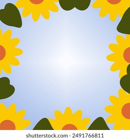 Sunflower clipart on blue sky background banner vector illustration