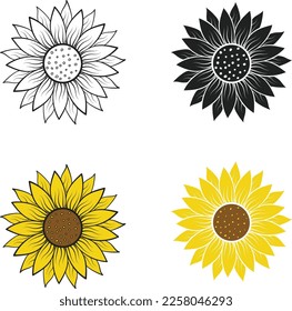 Sunflower Clipart | SVG de girasol | Archivo de corte SVG de girasol | Archivos de corte de vectores de girasol | Archivo de corte SVG de flores 