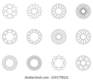 Sunflower collection set vector on white isolated background