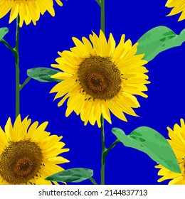Sunflower color seamless pattern. Vector stock illustration eps10.