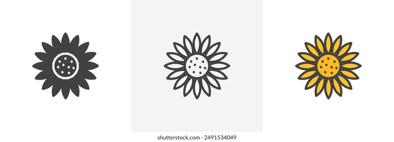 Sunflower colored icon set. Eps 10
