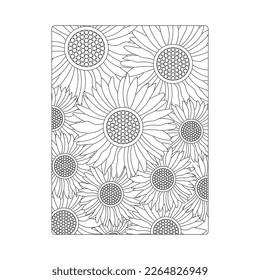 Sunflower Coloring Page And Book Hand Drawn Line Art Illustration Beautiful Flower Black And White Drawing Vector