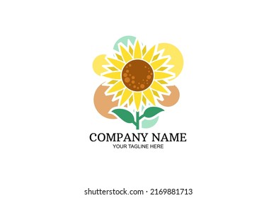 Sunflower Company logo vector illustration. suitable for herbal Company and natural logo. simple logo.