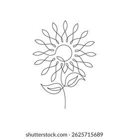 Sunflower in continuous line drawing style