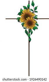 Sunflower with a cross tattoo