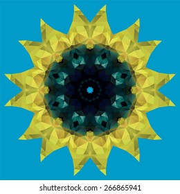 Sunflower crystal illustration. Vector illustration. Stained glass imitation
