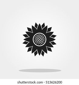 Sunflower cute icon in trendy flat style isolated on color background. Thanksgiving symbol for your design, logo, UI. Vector illustration, EPS10.