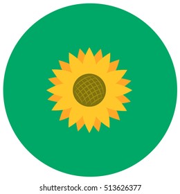 Sunflower cute icon in trendy flat style isolated on color background. Thanksgiving symbol for your design, logo, UI. Vector illustration, EPS10.