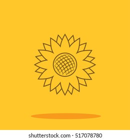 Sunflower cute icon in trendy flat style isolated on color background. Thanksgiving symbol for your design, logo, UI. Vector illustration, EPS10.
