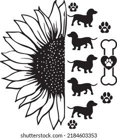 Sunflower Dachshund Dog Vector File