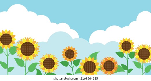 El fondo de la decoración es de girasol. Verano, Summer Vacation concepto de decoración gráfica con girasol amarillo fresco. Ilustración vectorial.