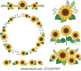 Decoración de girasol y Colección de bordes