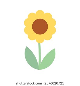 Sunflower decoration. Plant, natural, blossom, floral, garden concept. Flat decorative cartoon vector design isolated illustration.