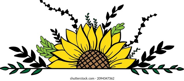 Sunflower decoration for T-shirt cards bags cards frames cups sunflower icon vector decoration 