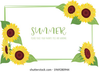 Sunflower decorative frame material with the image of summer