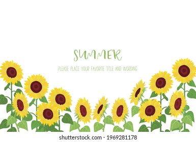 Sunflower decorative frame material with the image of summer