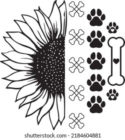 Sunflower Dog Paw 2 Dog Vector File
