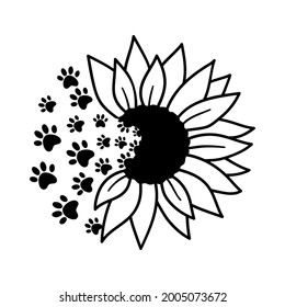 Sunflower Dog Paws Paws Prints Dog Stock Vector (Royalty Free ...