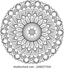 Sunflower doodle elegant mandala isolated