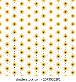 sunflower and dots pattern wallpaper and background. gift wrap, digital paper and decoration.