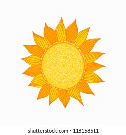 sunflower drawing on white with lace ornament decor