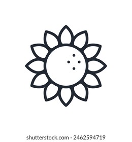 Sonnenblumen editierbare Strich Umrisssymbol isoliert auf weißem Hintergrund flache Vektorillustration. Pixel perfekt. 64 x 64