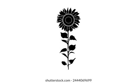 Sunflower emblem, black isolated silhouette