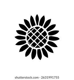 Sunflower emblem. Simple doodle floral monogram.