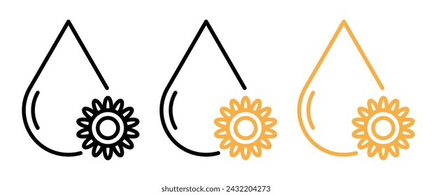 Sunflower Extract Line Icon. Culinary Oil Icon in Outline and Solid Flat Style.