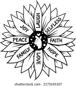 Sunflower Faith Hope Love Family Peace vector