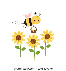 Tournesol et icônes de dessins animés sur fond blanc, illustration vectorielle.