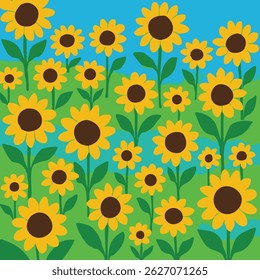 Sunflower Field Print Design in Vector