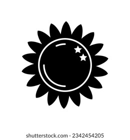 Vector de símbolo del icono de relleno de girasol. Ícono de girasol de glifo negro
