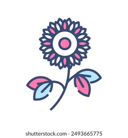 Sunflower Filled Color Icon, Vector illustration