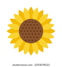 Sunflower flat icon isolated on white background vector illustration.