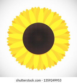 Sunflower flat style design gradient version icon sign vector illustration isolated on white background. Symbol of fall harvest.