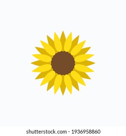 Sunflower In Flat Style Vector Isolated