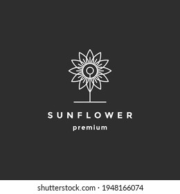 Sunflower in flat style vector isolated on black background