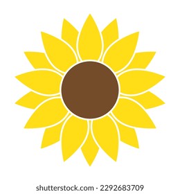 Sunflower in flat style vector isolated.