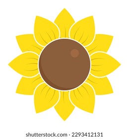 Sunflower in flat style vector isolated.
