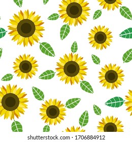 Sunflower flat vector illustration seamless pattern